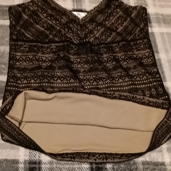LOFT | Lace Overlay Black and Nude Cami Tank Top Women's Size Small Petite - Picture 7 of 8